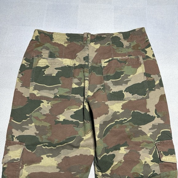 Anthropologie Camo Cargo Pants Womens 30 Cotton Linen Blend Military High Rise - Picture 7 of 13